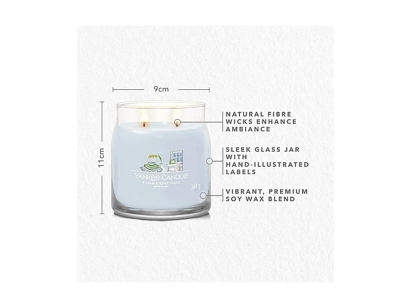 Bougie en pot moyen, A Calm and Quiet Place, azur 368 gr, Signature