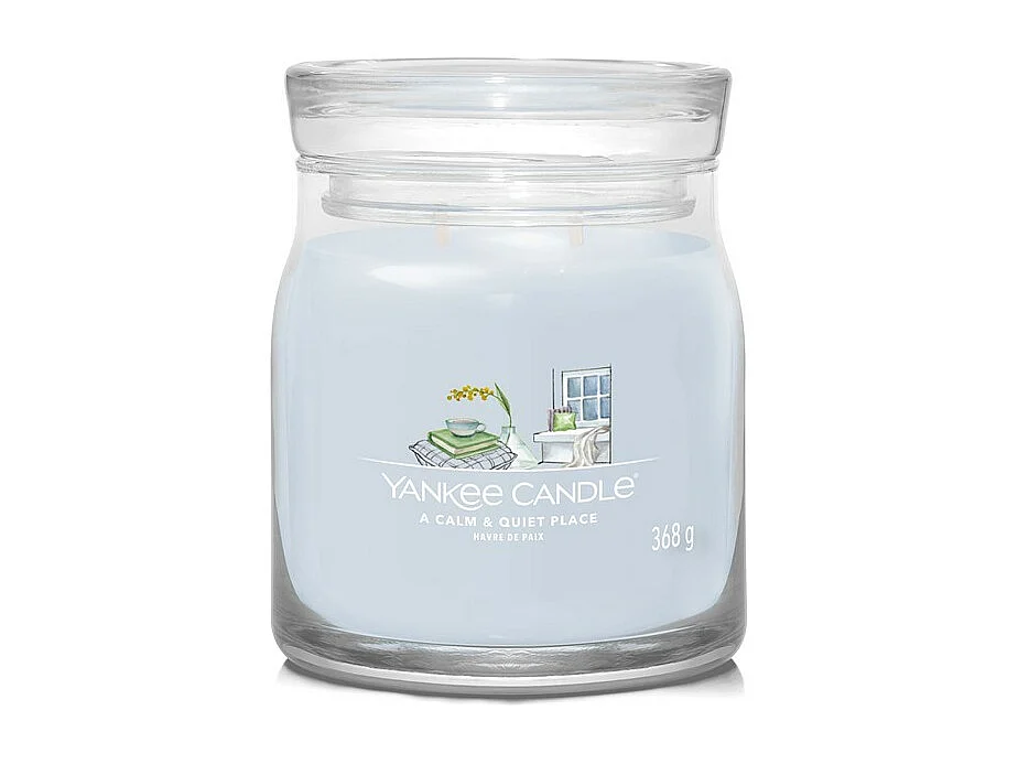 Bougie en pot moyen, A Calm and Quiet Place, azur 368 gr, Signature
