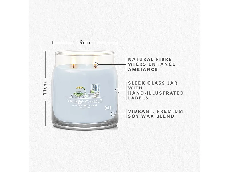 Bougie en pot moyen, A Calm and Quiet Place, azur 368 gr, Signature