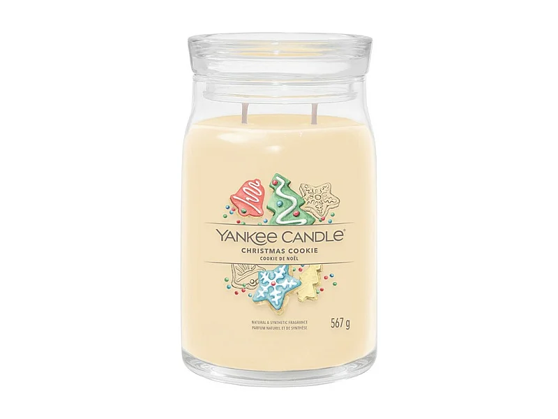 Vela perfumada em frasco grande, Christam Cookie, amarelo 567 gr, Signature
