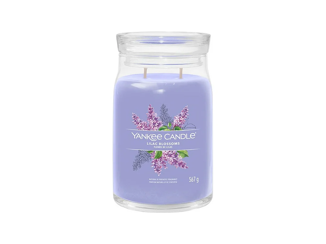 Bougie parfumée en grand pot, Lilac Blossoms, violet 567 gr, Signature