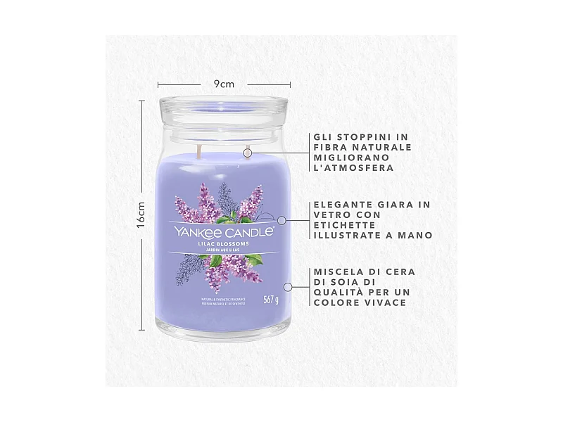 Bougie parfumée en grand pot, Lilac Blossoms, violet 567 gr, Signature