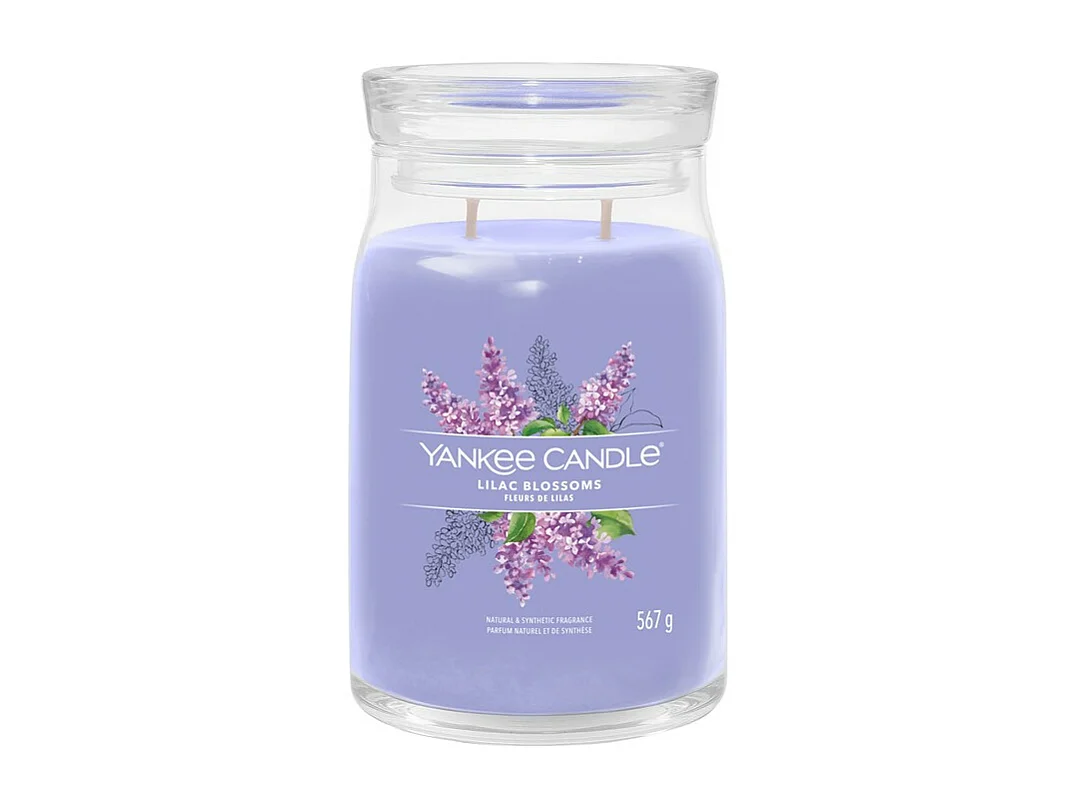 Bougie parfumée en grand pot, Lilac Blossoms, violet 567 gr, Signature