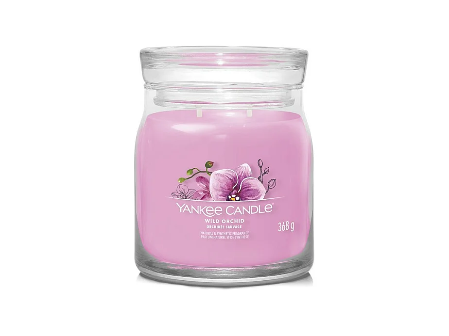 Bougie parfumée en pot moyen, Wild Orchid, rose 368 gr, Signature