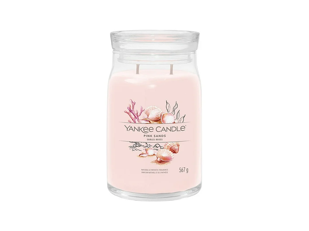 Bougie parfumée en grand pot, Pink Sands, rose 567 gr, Signature