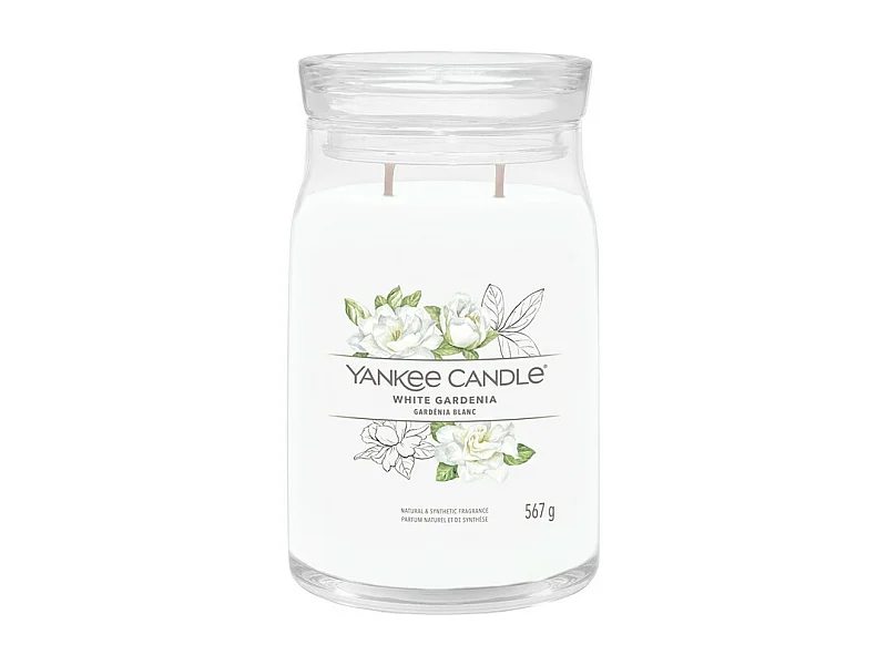 Bougie parfumée en grand pot, White Gardenia, blanc 567 gr, Signature