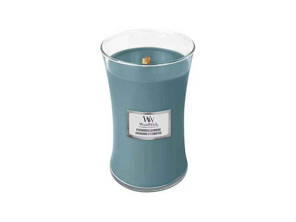 Bougie parfumée sablier, Evergreen Cashmere, azur 609 gr