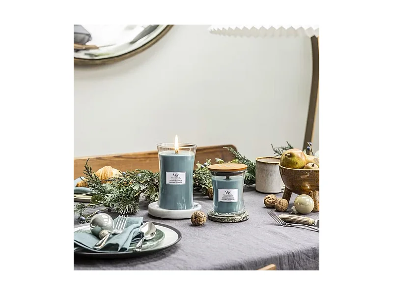 Bougie parfumée sablier, Evergreen Cashmere, azur 609 gr