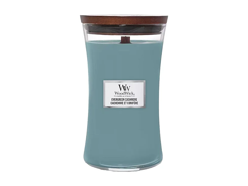 Vela perfumada ampulheta, Evergreen Cashmere, azul-celeste 609 gr