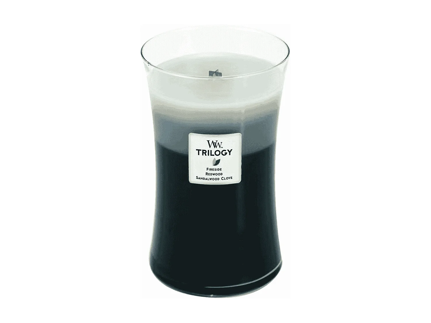 Vela perfumada ampulheta, Warm Woods, cinza 609 gr