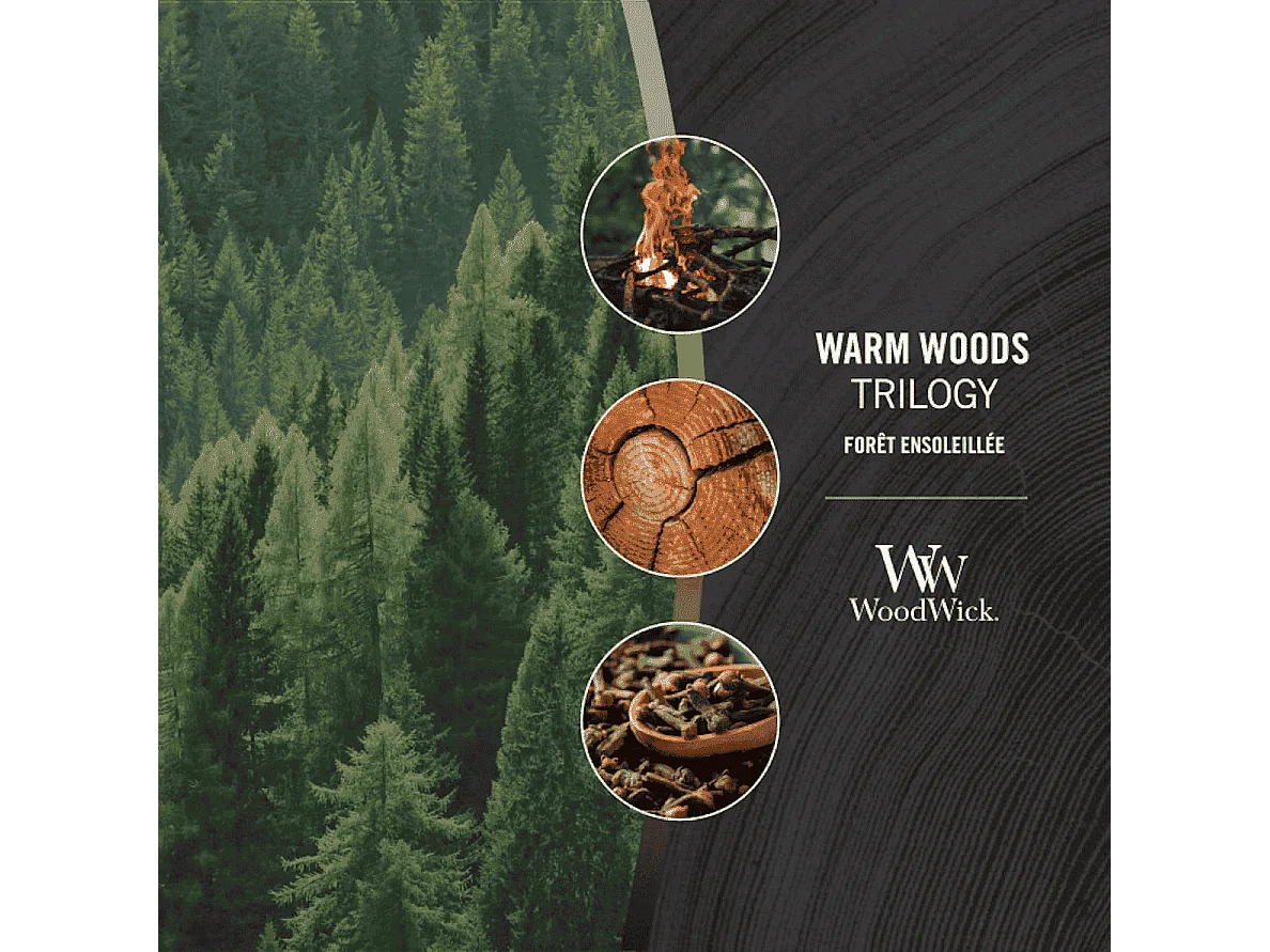 Vela perfumada ampulheta, Warm Woods, cinza 609 gr