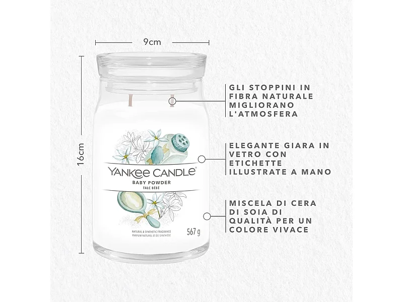Duftkerze im großen Glas, Baby Powder, weiß 567 gr, Signature