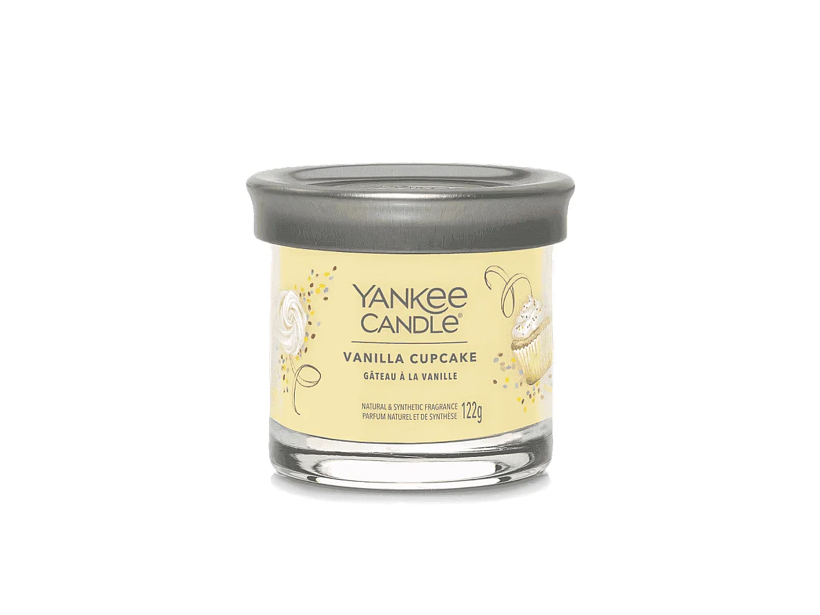 Bougie parfumée en petit pot, Vanilla Cupcake, jaune 122 gr, Signature