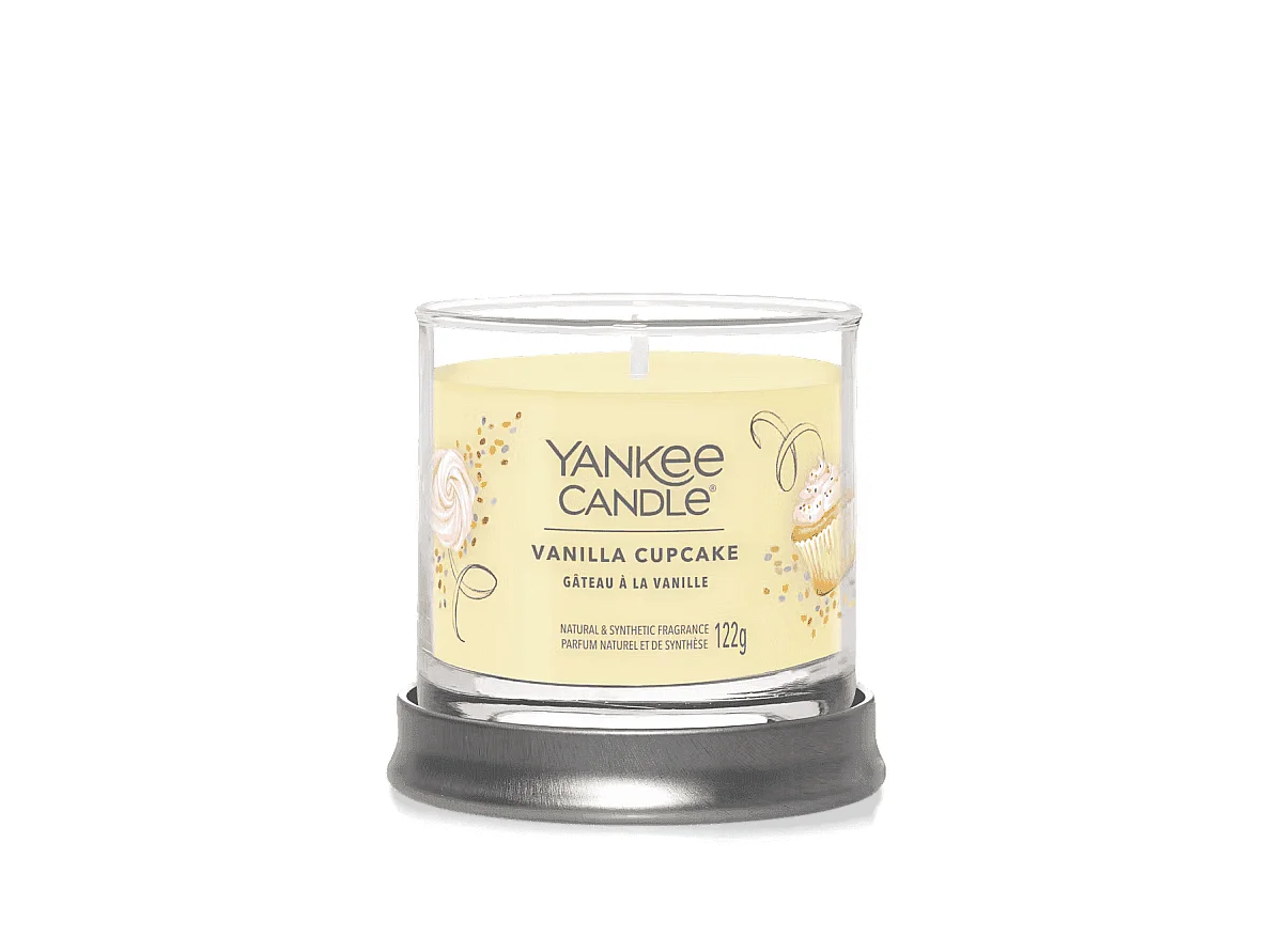 Bougie parfumée en petit pot, Vanilla Cupcake, jaune 122 gr, Signature