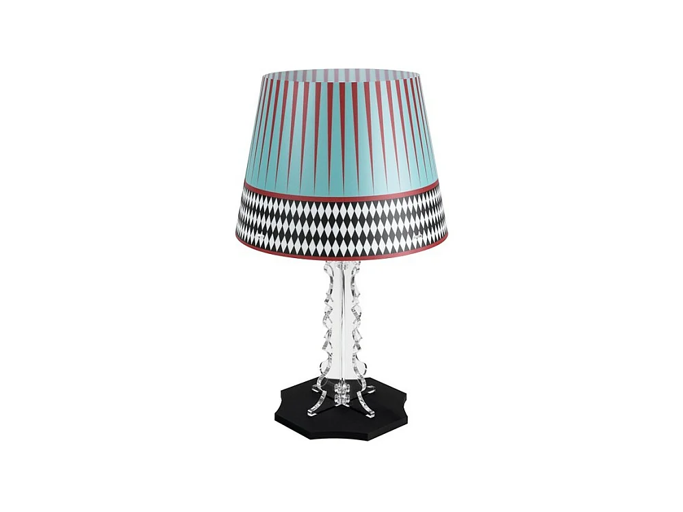 Lampe de table en cristal acrylique bleu clair/rouge H52 cm, Brighella