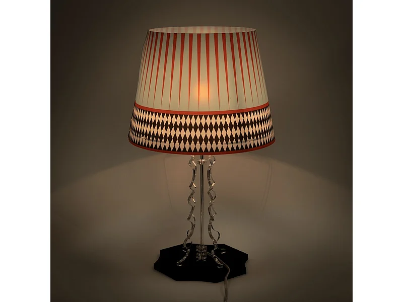 Lampe de table en cristal acrylique bleu clair/rouge H52 cm, Brighella