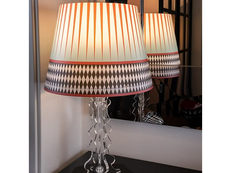 Lampe de table en cristal acrylique bleu clair/rouge H52 cm, Brighella