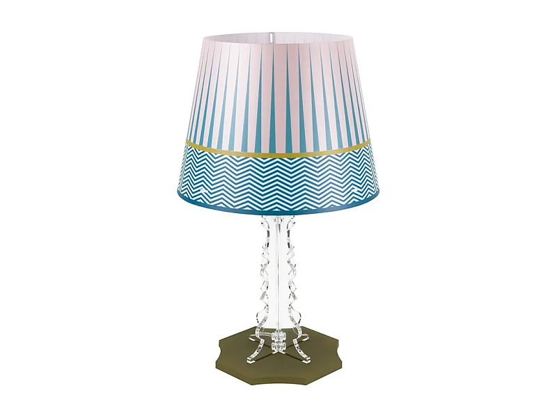 Lámpara de mesa de cristal acrílico celeste/rosa H52 cm, Brighella