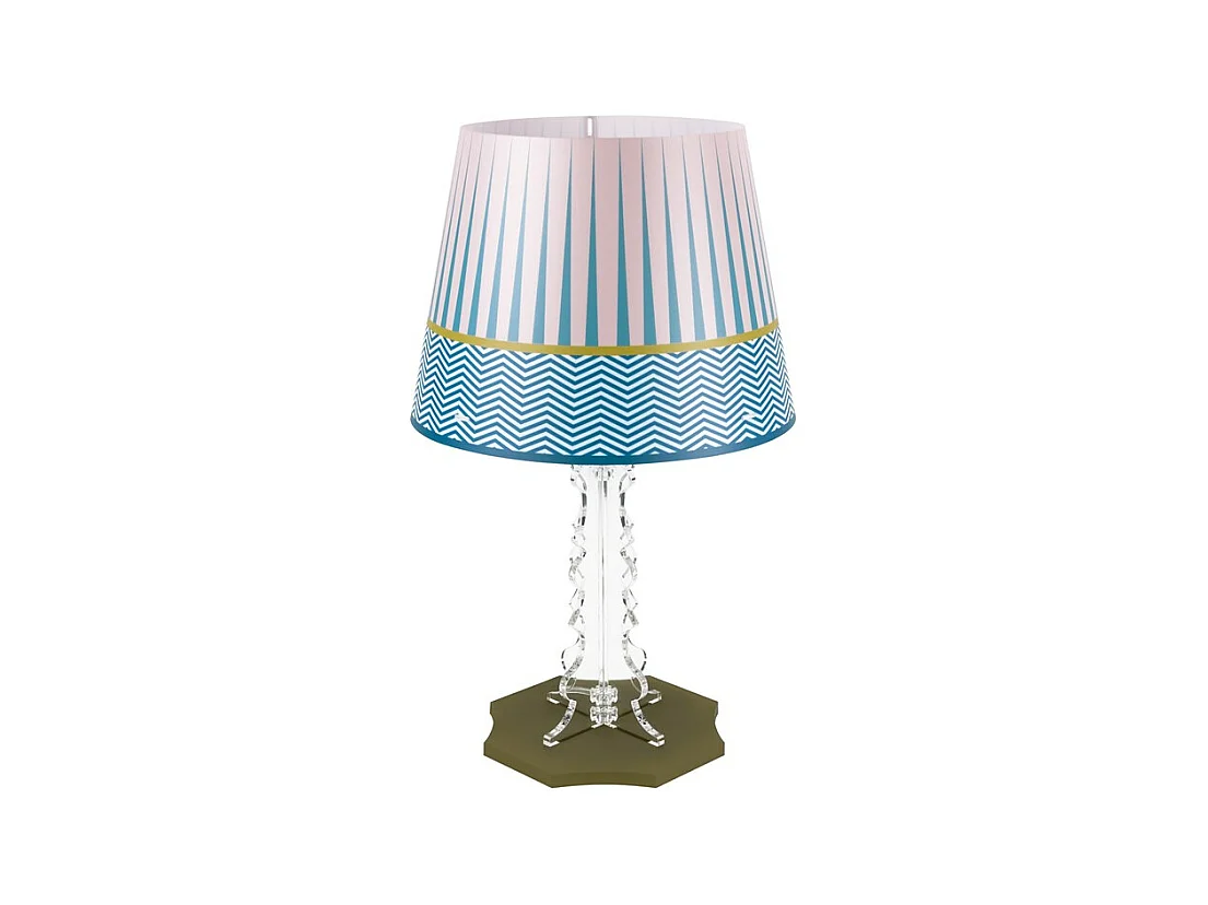 Lampa stołowa z kryształu akrylowego jasnoniebiesko-różowa wys. 52 cm, Brighella