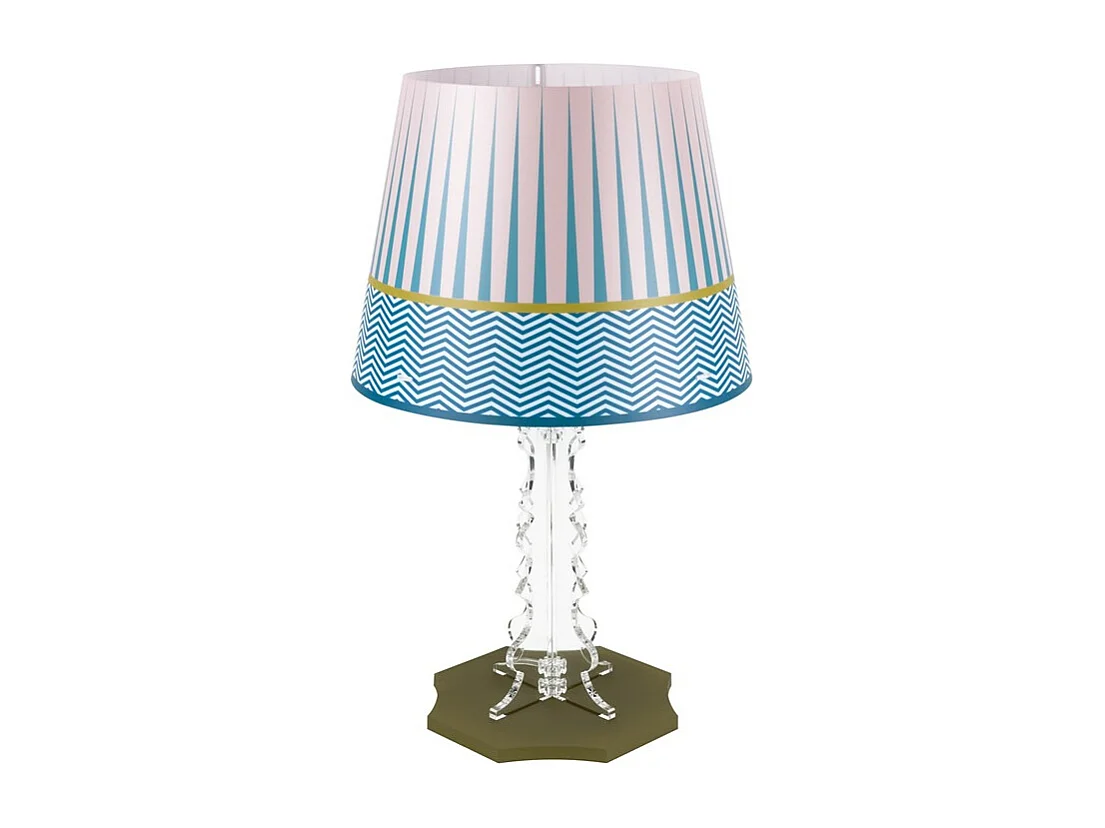 Lampe de table en cristal acrylique bleu clair/rose H52 cm, Brighella