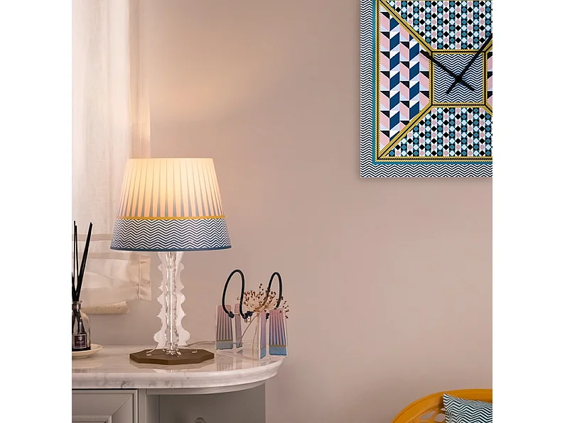 Lampe de table en cristal acrylique bleu clair/rose H52 cm, Brighella