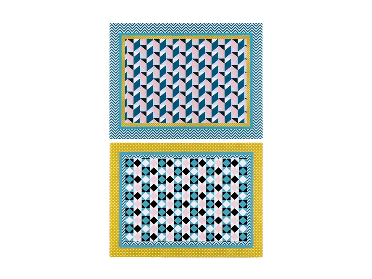 Set di 2 tovagliette rigide in cristallo acrilico multicolor 40x30 cm, Decor