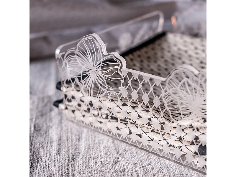 Portatovaglioli in cristallo acrilico trasparente L18,5 cm, Le Jardin