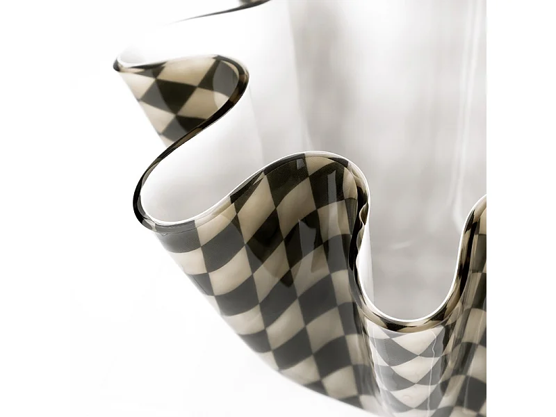 Centro de mesa de cristal acrílico blanco/negro D22 cm, Soft