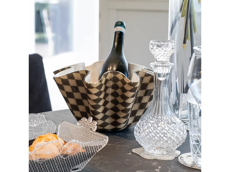 Centro de mesa de cristal acrílico blanco/negro D22 cm, Soft