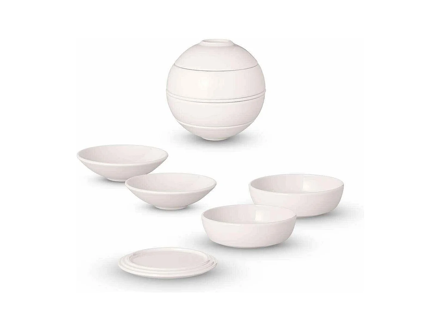 Set apéritif 5 pièces en porcelaine blanc D14 cm, La Boule