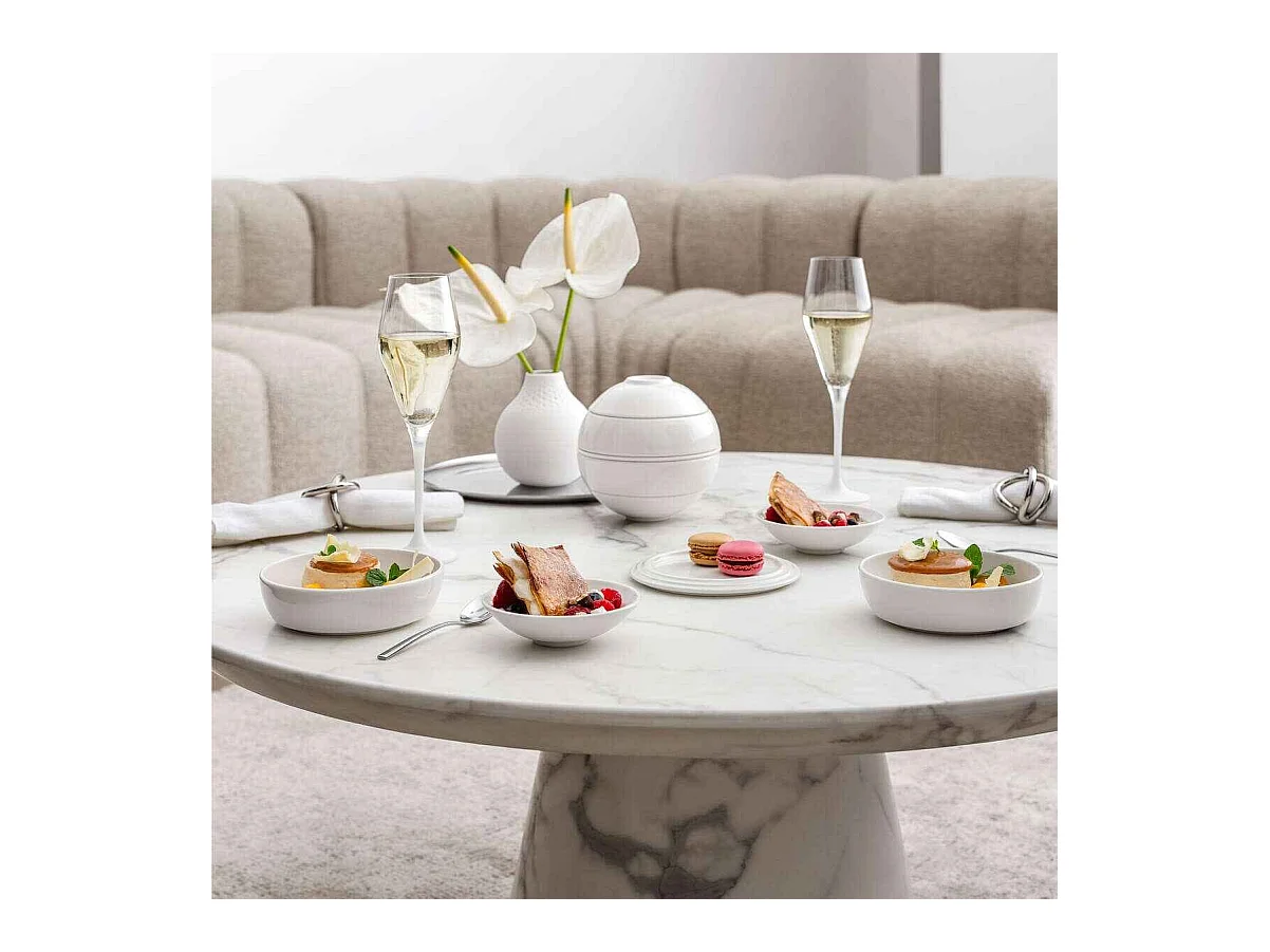 Set apéritif 5 pièces en porcelaine blanc D14 cm, La Boule