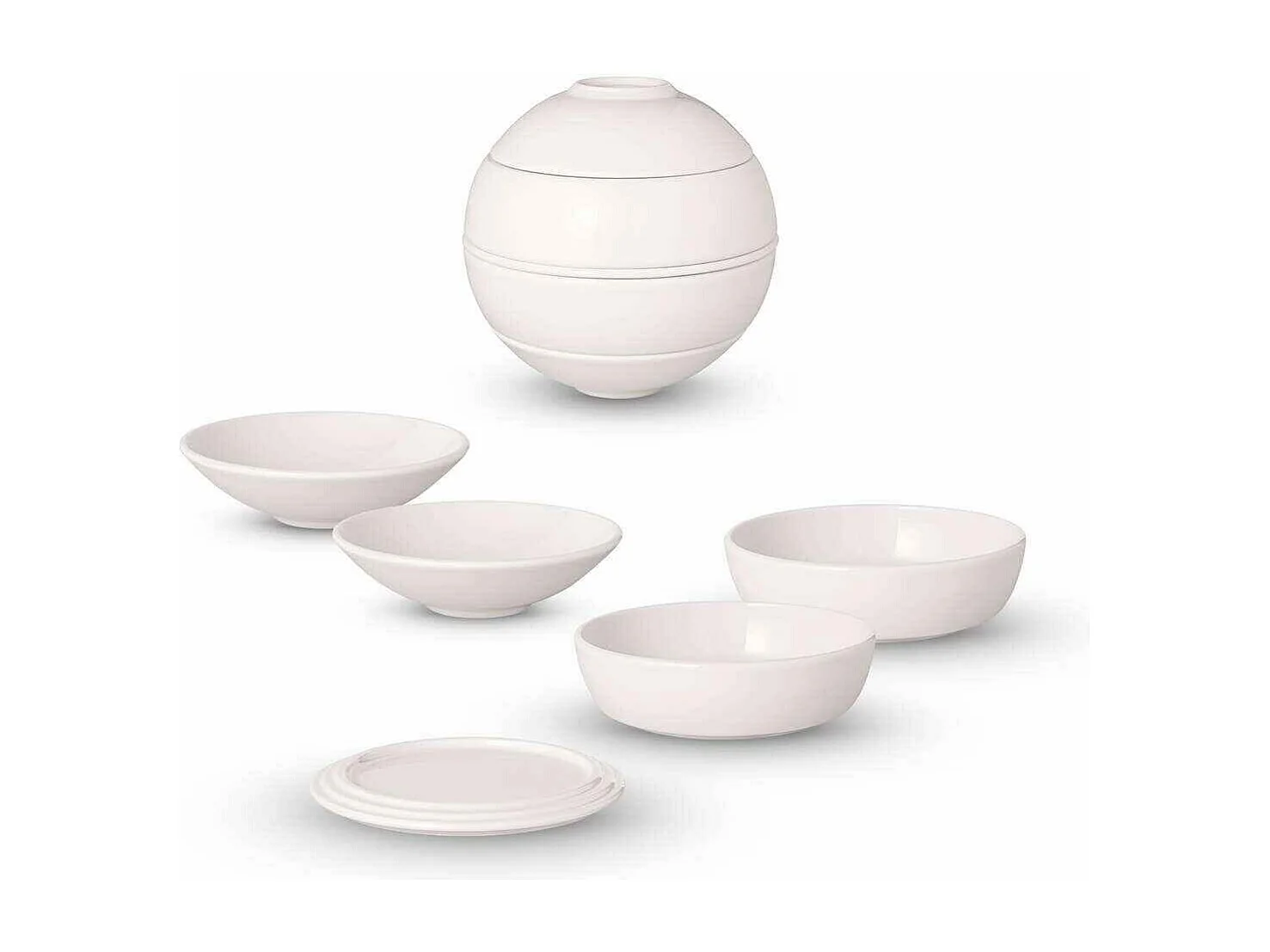 Aperitiefset 5-delig van porselein wit Ø 14 cm, La Boule