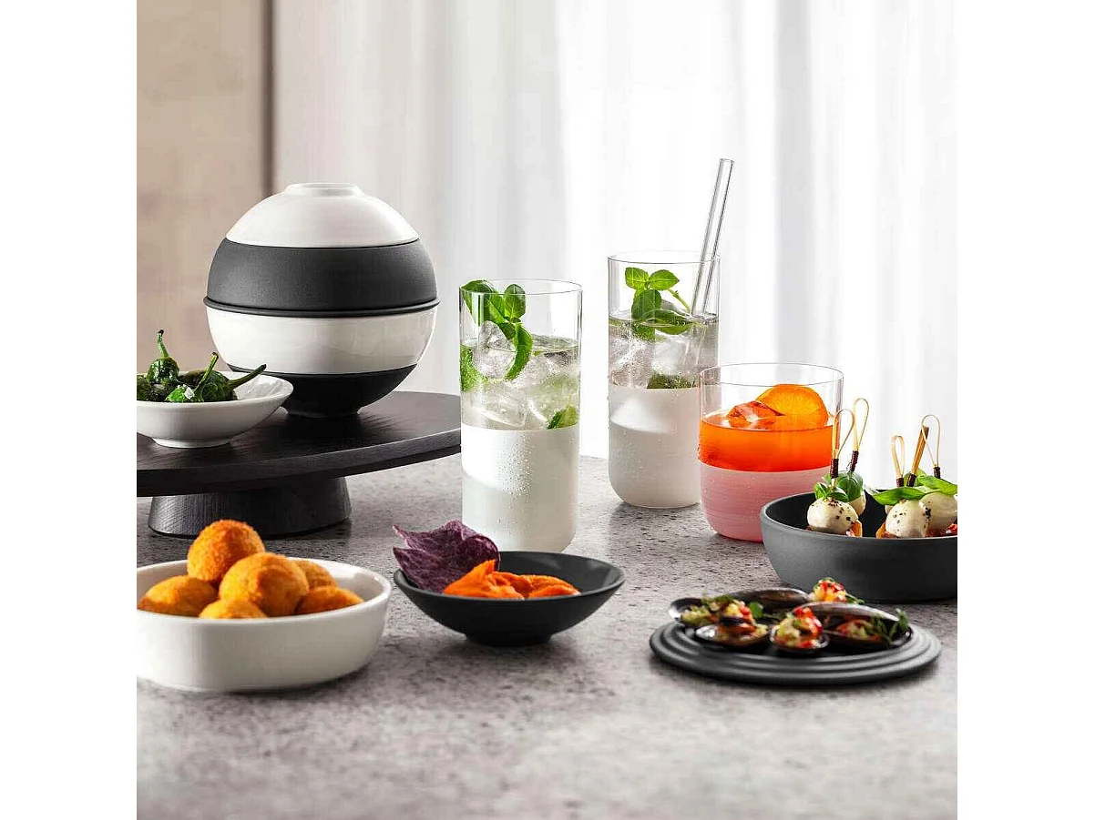 Aperitif-Set 5-teilig aus Porzellan weiß/schwarz D14 cm, La Boule