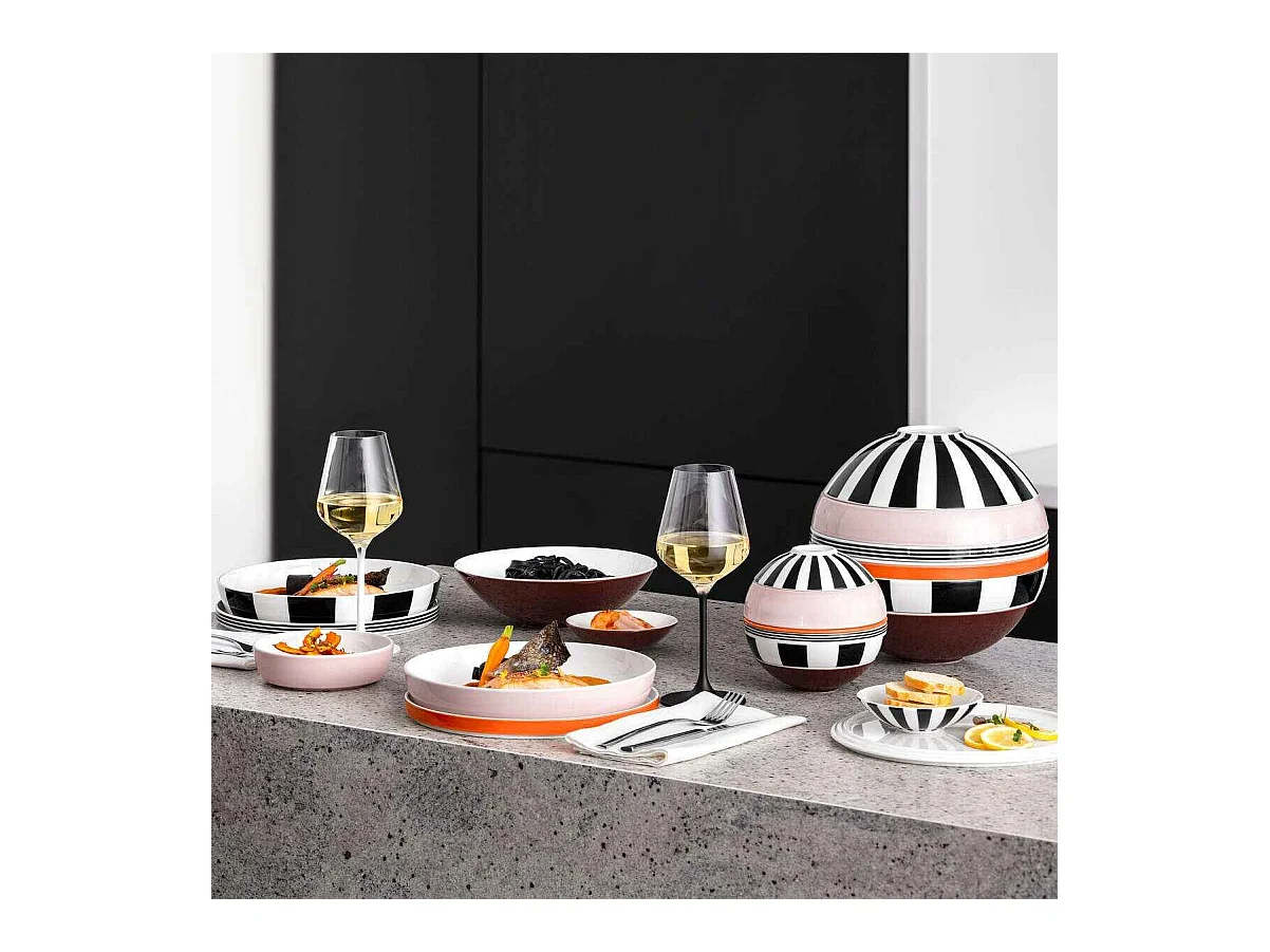 Servies set voor 2 personen, 7-delig, van porselein Memphis Ø 24 cm, La Boule