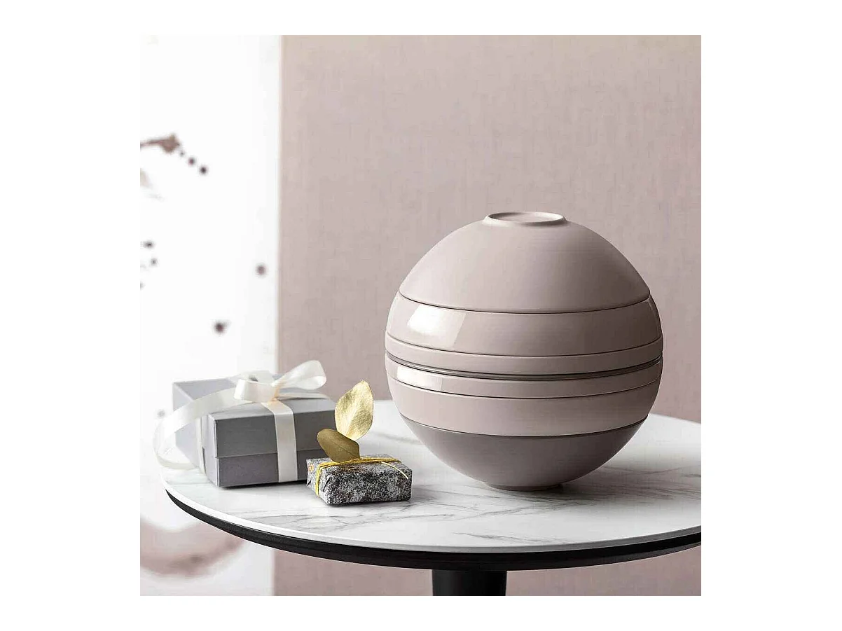 Set di piatti per 2 persone, 7 pezzi, in porcellana beige D24 cm, La Boule