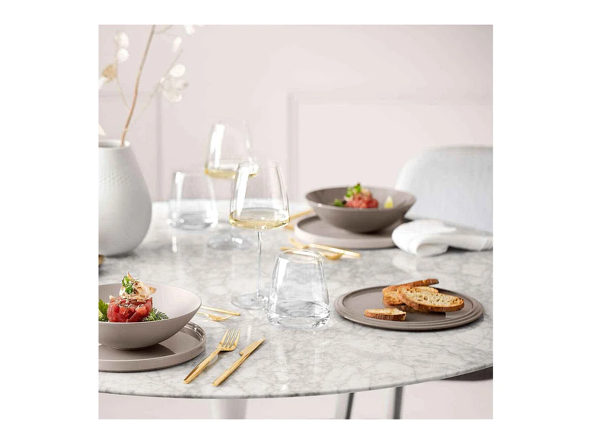 Set di piatti per 2 persone, 7 pezzi, in porcellana beige D24 cm, La Boule