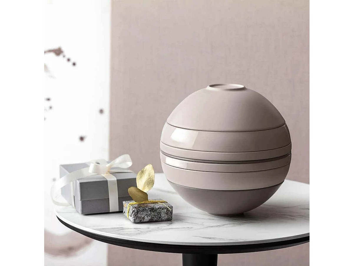 Set di piatti per 2 persone, 7 pezzi, in porcellana beige D24 cm, La Boule