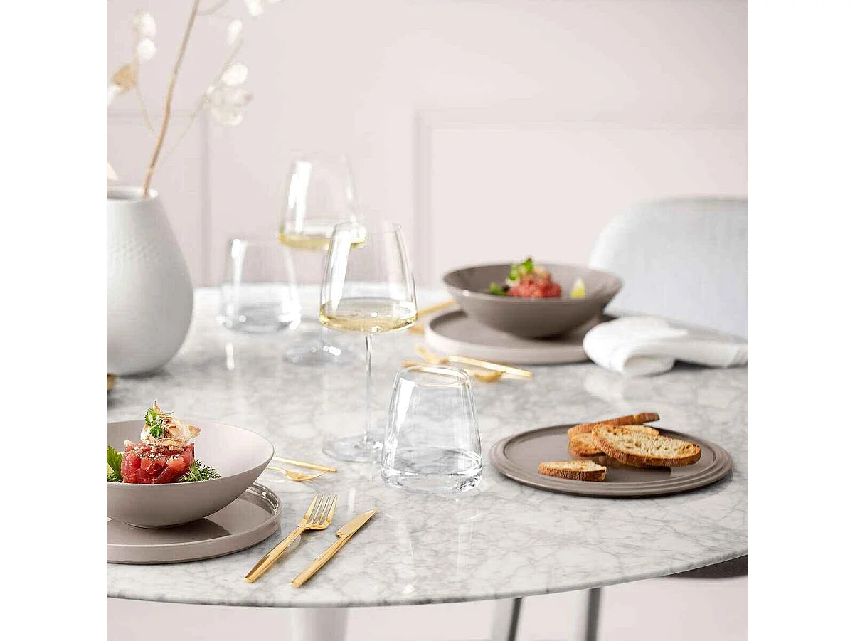 Set di piatti per 2 persone, 7 pezzi, in porcellana beige D24 cm, La Boule