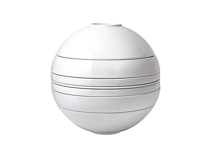 Geschirr-Set für 2 Personen, 7-teilig, aus Porzellan weiß D24 cm, La Boule