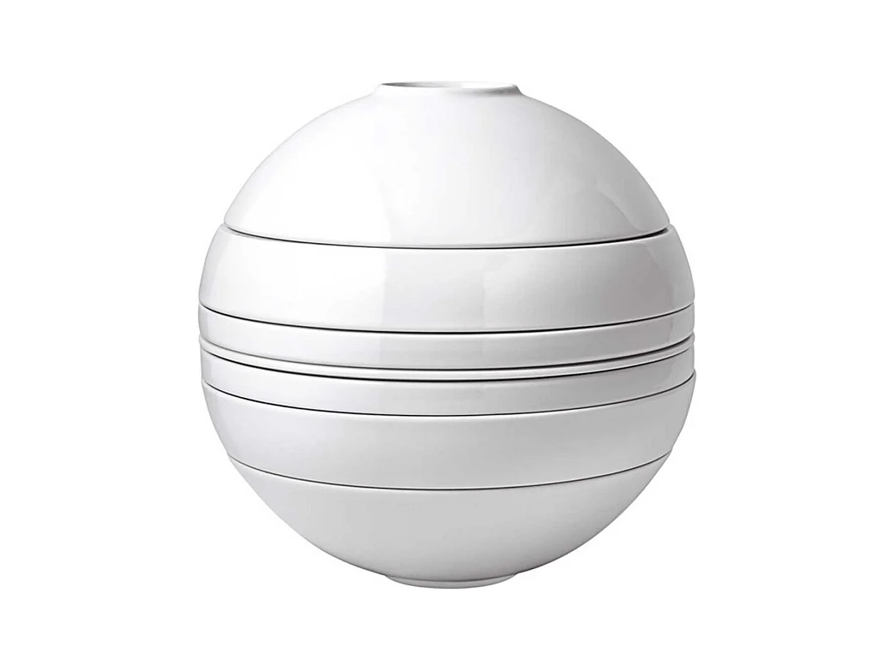 Set de plats pour 2 personnes, 7 pièces, en porcelaine blanc D24 cm, La Boule