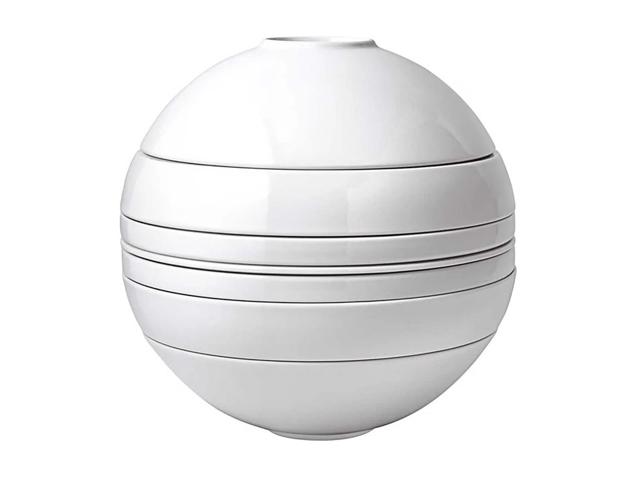 Set de plats pour 2 personnes, 7 pièces, en porcelaine blanc D24 cm, La Boule