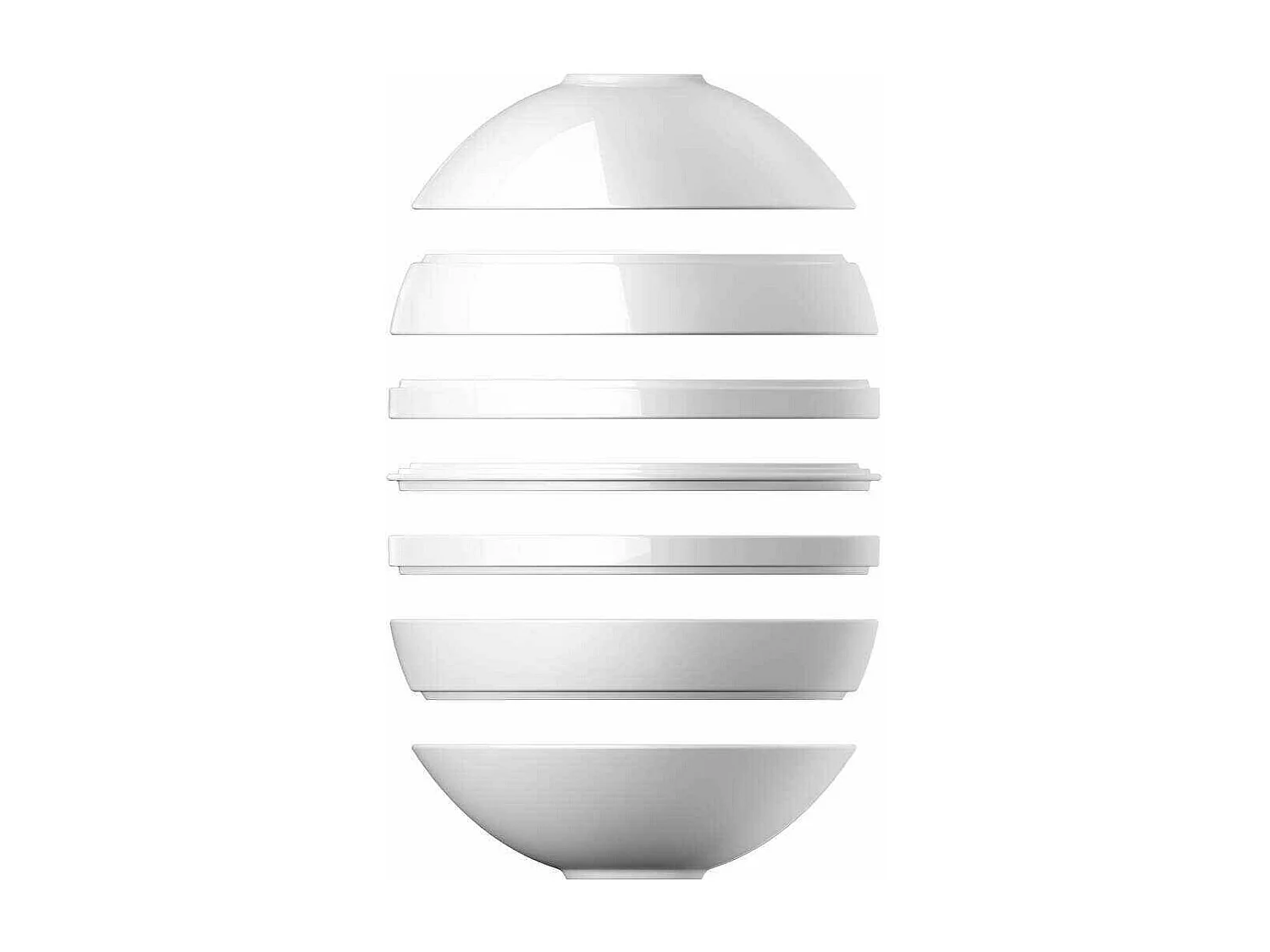 Set de plats pour 2 personnes, 7 pièces, en porcelaine blanc D24 cm, La Boule