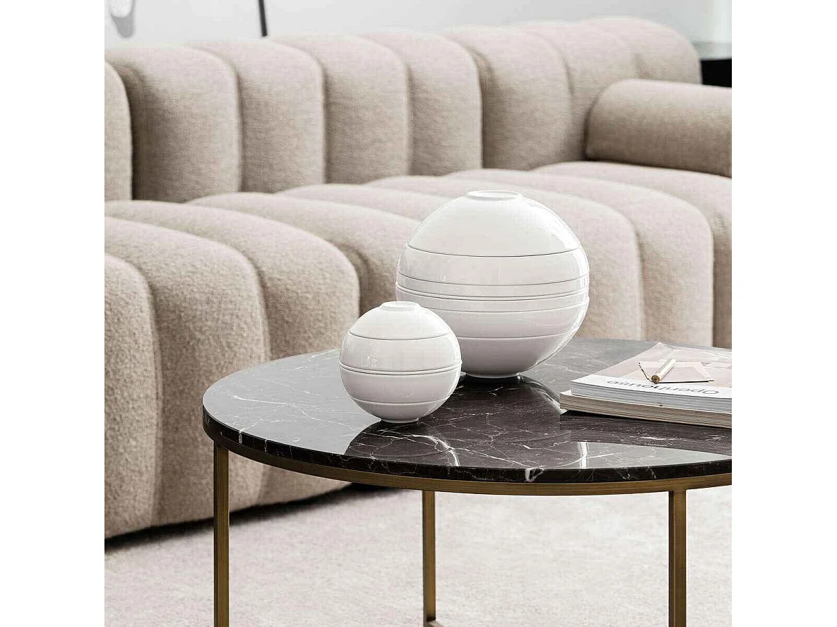 Set de plats pour 2 personnes, 7 pièces, en porcelaine blanc D24 cm, La Boule