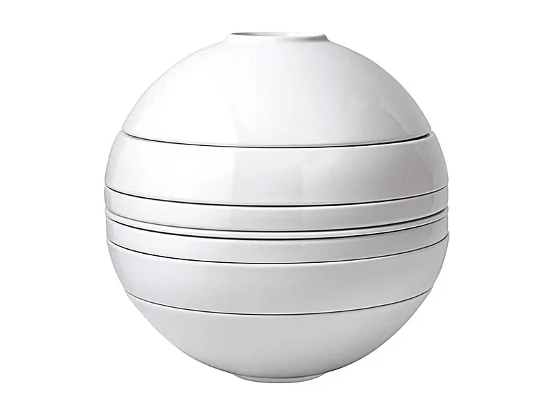 Geschirr-Set für 2 Personen, 7-teilig, aus Porzellan weiß D24 cm, La Boule