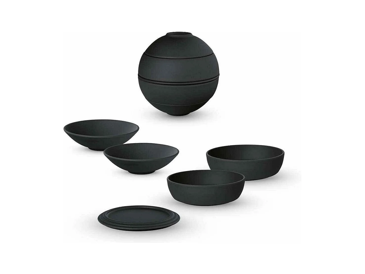 Aperitiefset 5-delig van porselein zwart Ø 14 cm, La Boule