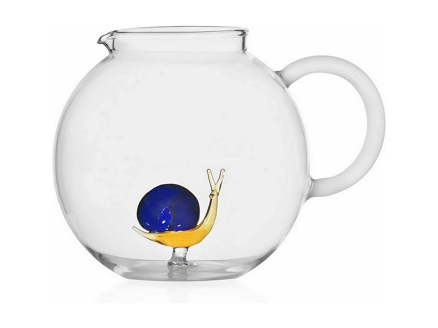 Carafe en verre borosilicate, Escargot, jaune/bleu 1500 ml, Animal Farm