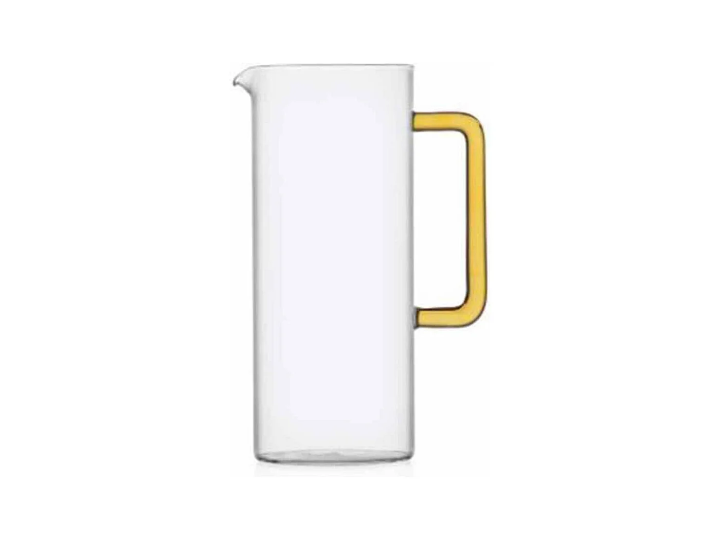 Carafe en verre soufflé transparent/jaune 1200 ml, Tube