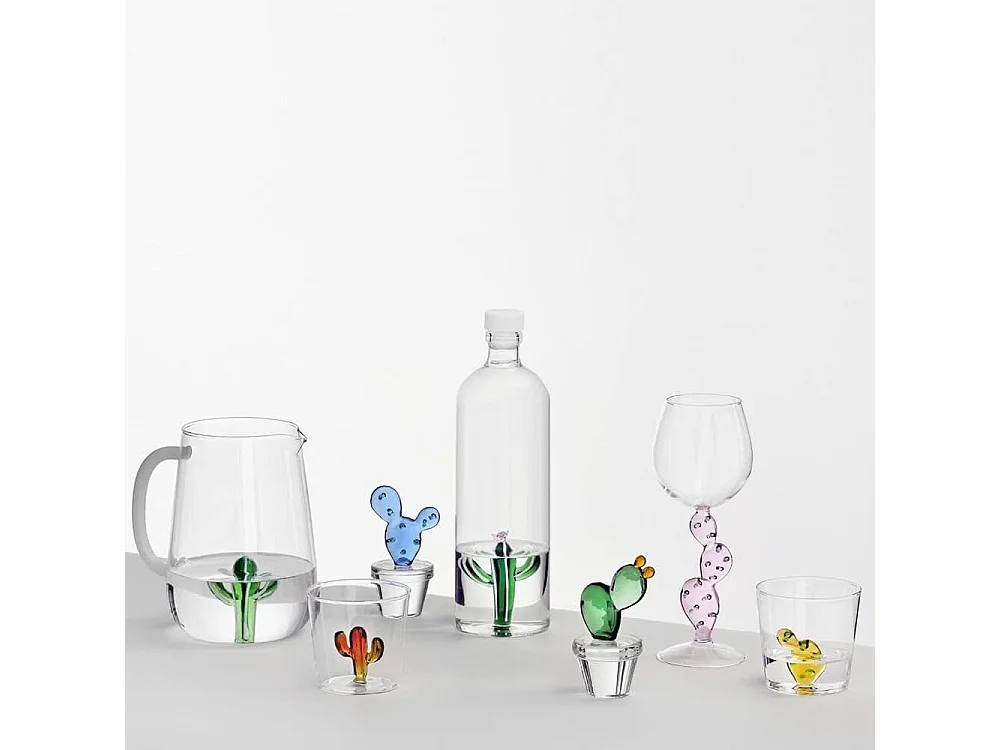 Dzbanek z szkła borokrzemowego, Kaktus, niebieski 1000 ml, Desert Plants