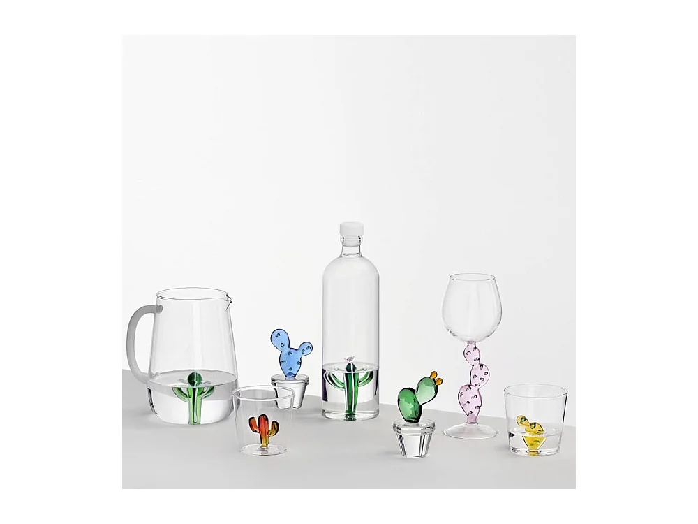 Butelka z szkła borokrzemowego, Kaktus, zielony/biały 1000 ml, Desert Plants