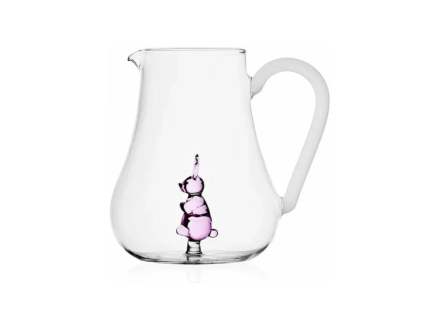 Carafe en verre borosilicate, Lapin, rose 1500 ml, Animal Farm